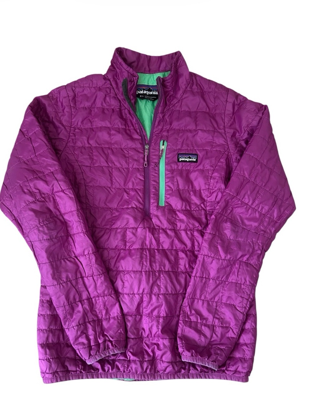 PATAGONIA Women’s Nano Puff Primasoft Pullover Purple 1/4 zip size XS